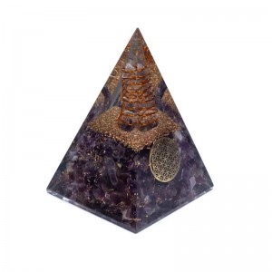 Οργονίτης Πυραμίδα Αμέθυστος Flower Of Life 5cm - Amethyst
